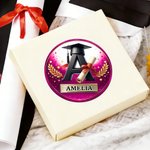 Gorra de Graduación Personalizada Pegatinas Impermeables Iniciales con Nombre Etiqueta de Favor Celebración Fiesta de Graduación Decoración para Graduados