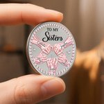 Personlig diamant hånd i hånd-designmynt med navn og displaystativ Bursdagsjubileumsgave til bestevenner søstre