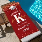 Personalisierte Herzlichen Glückwunsch Grad Kappe überdimensioniert schnell trocknen Strand Handtuch mit Namen und Schule Namen Strand Party Graduierung Geschenk für Absolventen