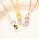 Personalisierte 1-4 Katze Hund Birthstones Halskette zierlichen Schmuck Geburtstag Jahrestag Geschenk für Frauen Tierliebhaber