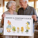 Personalized Cute Duck Family Grandma's Flock Canvas Decorative Painting with Name Home Decor Mother's Day Birthday Gift for Mom Grandma Grandparent