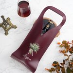 Personalised Watercolor Birth Flower Bouquet PU Leather Protective Wine Bag with Name Mother's Day Birthday Gift for Mum Wine Lovers