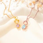 Personalisierte 1-4 Katze Hund Birthstones Halskette zierlichen Schmuck Geburtstag Jahrestag Geschenk für Frauen Tierliebhaber