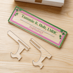 Personalised AKA Pink & Green Ivy Sign Text Acrylic Desk Plaque with Stand Graduation Birthday Sorority Gift for Members  Graduates Sisters