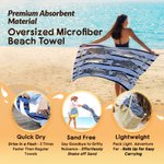 Personalized Flounder Sardine Stripe Design Oversized Quick-Dry Beach Towel with Name and Drawing Backpack Beach Party Birthday Gift for Fishing Lover