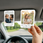 Photo Personnalisée Clip Visière de Voiture en Bois avec Texte Accessoires de Voiture Cadeau d'Anniversaire pour Maman Papa Couples