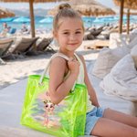 Personalized Cartoon Summer Shiny Trendy Girl Waterproof Clear Tote Bag with Name Pool Beach Party Birthday Gift for Her
