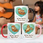 Personalised Cartoon Otter Mother and Kid Ceramic Mug with Names and Coaster Mother's Day Gift for Mom Grandma