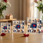 Gepersonaliseerde Hart I LOVE YOU 8-foto Collage Vierkant Acrylbord Bureau Decoratie Valentijnsdag Jubileum Cadeau voor Koppels