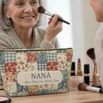 Personlig Vintage Floral Patchwork Makeup Bag med titel och namn Daglig användning Mors dag Födelsedagspresent för kvinnor
