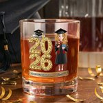 Personalised Cartoon Graduation Character 10 oz Whiskey Glass with Name Graduation Gift for Graduates Whiskey Enthusiasts