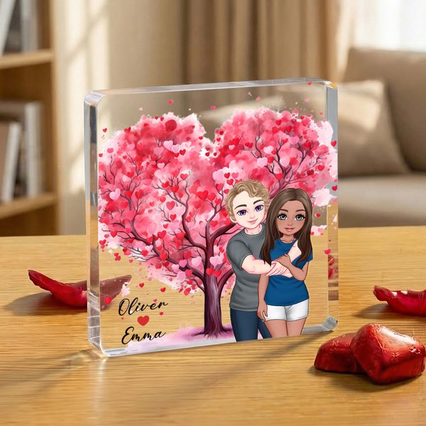 Targa in acrilico personalizzata con nome Decor da scrivania per il giorno di San Valentino Regalo di anniversario per una coppia di innamorati