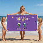 Personifierad 1-8 Födelse Blommor Fjärilar Snabbtorkande Överdimensionerad strandhandduk med namn Strandfest Användning Födelsedag Mors dag Present till mamma mormor