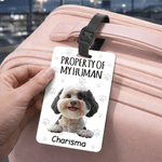 Personalized Property of My Human Cute Cartoon Pet Luggage Tag with Name Travel Accessories Birthday Gift for Pet Owners Travel Lovers