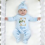 Personalised Initial Floral Design Name 100% Cotton Baby Romper Hat Blanket Outfit with Gift Box Baby Shower  Coming Home Gift for Newborn