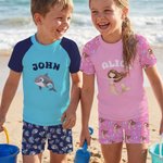 Personalized Cute Cartoon Mermaid Sea Animal Anti-UV Kid Swimsuit with Name Swimming Pool Summer Holiday Gift for Boys Girls