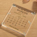 Personalized The Day We Got Married Calendar Acrylic Square Plaque with Couple Names Valentine's Day Wedding Gift for Couple