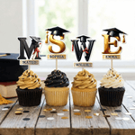 Personalised Multicolor Graduation Cap Cupcake Topper with Name and Initial Cake Decoration Graduation Gift for Graduate Friend