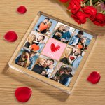 Gepersonaliseerde Hart I LOVE YOU 8-foto Collage Vierkant Acrylbord Bureau Decoratie Valentijnsdag Jubileum Cadeau voor Koppels