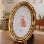 Personalisierte Aquarell Haustier Porträt ovalen Rahmen mit Namen Home Decor Pet Memorial Geschenk für Tierliebhaber