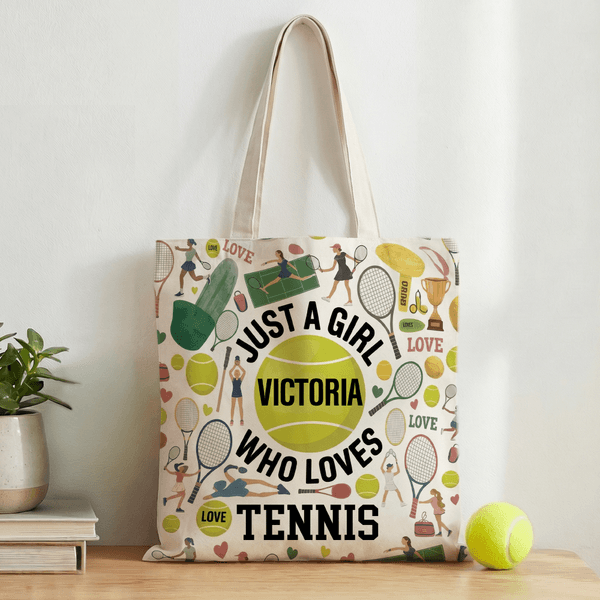 Design personalizzato della racchetta da tennis Borsa Tote di grande capacità con nome Regalo di compleanno per i giocatori di tennis per uso quotidiano
