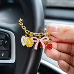 Personalizada Birthstone Inicial Construye tu propia cadena ajustable volante Charm Accesorios de coche Regalo de cumpleaños para la familia amigo propietario del coche