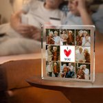 Gepersonaliseerde Hart I LOVE YOU 8-foto Collage Vierkant Acrylbord Bureau Decoratie Valentijnsdag Jubileum Cadeau voor Koppels