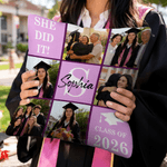 Personalized Nine-Square Grid Photo Graduation Cap Soft Throw Pillow Cover with Name and Initial Home Decor Graduation Party Gift for Graduates