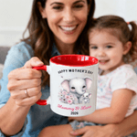 Personalised Cute Elephant Ceramic Mug with Name and Text 1st Mother's Day Anniversary Gift for Moms