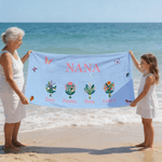 Personifierad 1-8 Födelse Blommor Fjärilar Snabbtorkande Överdimensionerad strandhandduk med namn Strandfest Användning Födelsedag Mors dag Present till mamma mormor