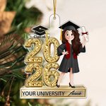 Personalized Cute Cartoon Character Acrylic Ornament with Name and Year Graduation Party Gift for Graduates