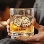 Personalized Pet Portrait 10 oz Rock Whiskey Glass with Name Birthday Memorial Gift for Pet Lovers