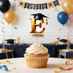 Personalised Multicolor Graduation Cap Cupcake Topper with Name and Initial Cake Decoration Graduation Gift for Graduate Friend