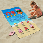 Spersonalizowany ręcznik plażowy Ice Cream Family Quick Dry Oversized z imieniem i nazwiskiem Niezbędne akcesoria plażowe Impreza urodzinowa Prezent dla rodziny i dziecka