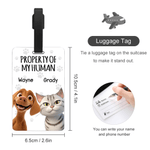 Personalized Property of My Human Cute Cartoon Pet Luggage Tag with Name Travel Accessories Birthday Gift for Pet Owners Travel Lovers
