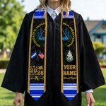 Personalized El Salvadoran Flag Graduation Stole with Name School Name and Year Graduation Gift for Class of 2026 Graduates