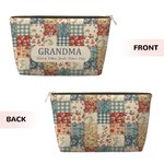 Personlig Vintage Floral Patchwork Makeup Bag med titel och namn Daglig användning Mors dag Födelsedagspresent för kvinnor