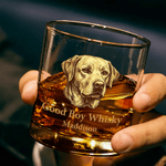 Personalisierte Pet Portrait 10 oz Rock Whiskey Glas mit Namen Geburtstag Memorial Geschenk für Tierliebhaber