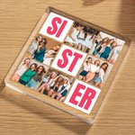 Personalised 6 Photos Collage Multicolor Square Acrylic Plaque Desk Decor Birthday Christmas Gift for Sisters Friends