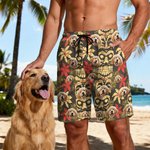 Personalisierte tropische Pflanzen Hawaiian Style 1-5 Gesicht Fotos Badehose mit Kordelzug Urlaub Strand Party Geburtstag Geschenk für Kinder Männer