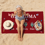 Personifierad 1-8 Födelse Blommor Fjärilar Snabbtorkande Överdimensionerad strandhandduk med namn Strandfest Användning Födelsedag Mors dag Present till mamma mormor
