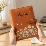 Gepersonaliseerd PU-leren A5-notitieboekomslag met Geboortebloem Vlinder en Naam Verjaardag- en Moederdagcadeau voor Vrouwen of Schrijvers