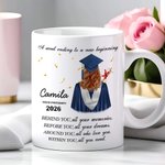 Personalizado Dulce Final Nuevo Comienzo Graduado Personaje Taza de café de cerámica con nombre y año Cumpleaños Regalo de graduación para la clase de 2026 Graduados