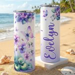 Personalisierte Multicolor Geburt Blume 20 oz isoliert Skinny Tumbler mit Namen und Stroh täglichen Gebrauch Muttertag Geburtstag Geschenk für Frauen