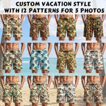 Personalisierte tropische Pflanzen Hawaiian Style 1-5 Gesicht Fotos Badehose mit Kordelzug Urlaub Strand Party Geburtstag Geschenk für Kinder Männer