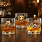 Personalisierte Pet Portrait 10 oz Rock Whiskey Glas mit Namen Geburtstag Memorial Geschenk für Tierliebhaber