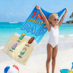 Spersonalizowany ręcznik plażowy Ice Cream Family Quick Dry Oversized z imieniem i nazwiskiem Niezbędne akcesoria plażowe Impreza urodzinowa Prezent dla rodziny i dziecka