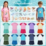 Personalized Cute Cartoon Mermaid Sea Animal Anti-UV Kid Swimsuit with Name Swimming Pool Summer Holiday Gift for Boys Girls