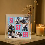 Personalised 6 Photos Collage Multicolor Square Acrylic Plaque Desk Decor Birthday Christmas Gift for Sisters Friends