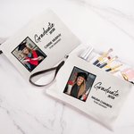 Bolsa de cosméticos personalizada con foto de graduado con nombre y año Accesorios de viaje Clase de 2026 Regalo de graduación para graduado